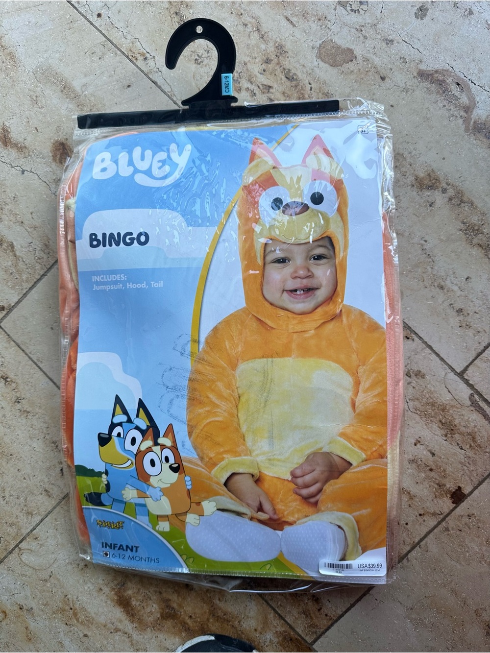 Bingo Infant Orange Costume Jumpsuit with Hood and Tail